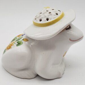 Avon Vintage 1980-82 Yellow Floral Greenery Flirtatious Frog Ceramic Pomander